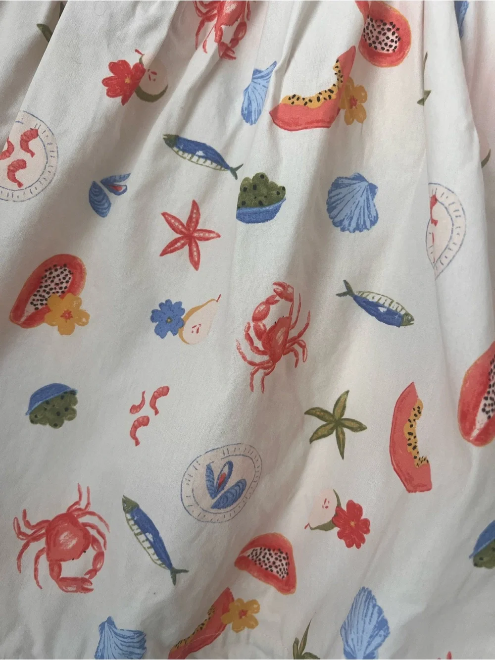 Free Assembly Cream Beach-Print Mini Sundress with Spaghetti Straps